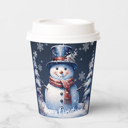 ウィンターフォレスト雪だるまクリスマス 紙コップ (正面)