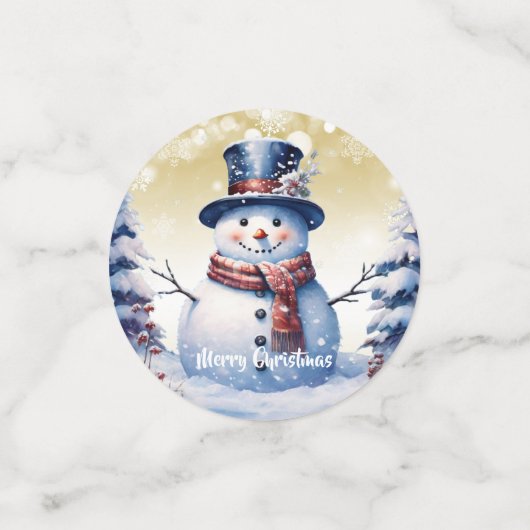 ウィンターフォレスト雪だるまクリスマス |金ゴールド コンフェッティ (スモール正面)