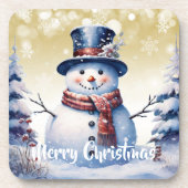 ウィンターフォレスト雪だるまクリスマス |金ゴールド コースター (正面)