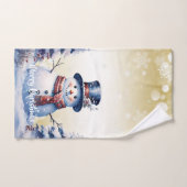 ウィンターフォレスト雪だるまクリスマス |金ゴールド バスタオルセット (ハンドタオル)