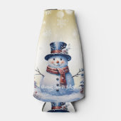 ウィンターフォレスト雪だるまクリスマス |金ゴールド ボトルクーラー (正面)