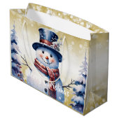 ウィンターフォレスト雪だるまクリスマス |金ゴールド ラージペーパーバッグ (裏面アングル)
