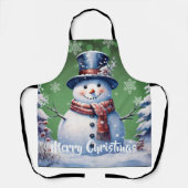 ウィンターフォレスト雪だるまクリスマス | Green エプロン (正面)