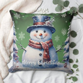 ウィンターフォレスト雪だるまクリスマス | Green クッション