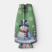 ウィンターフォレスト雪だるまクリスマス | Green ボトルクーラー (裏面)