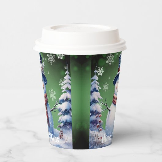 ウィンターフォレスト雪だるまクリスマス | Green 紙コップ (左)