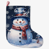 ウィンターフォレスト雪だるま ラージクリスマスストッキング (正面)