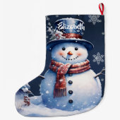 ウィンターフォレスト雪だるま ラージクリスマスストッキング (裏面)