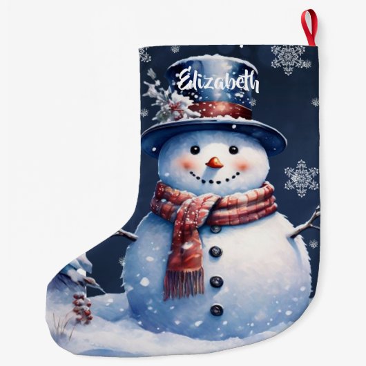 ウィンターフォレスト雪だるま ラージクリスマスストッキング (裏面)