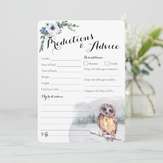 ウィンターフクロウスノイベビー予測とアドバイスカード (スタンド正面)