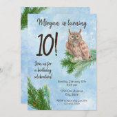 ウィンターフクロウ誕生日招待状 招待状 (正面/裏面)