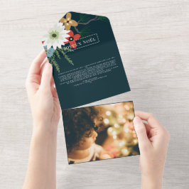 ウィンターフラワーズジョユーノエルエレガントクリスマスカード オールインワン招待状