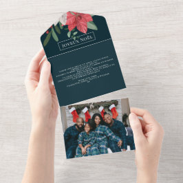 ウィンターフラワーズジョユーノエルエレガントクリスマスカード オールインワン招待状