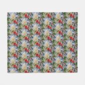 ウィンターフラワーズ&ホリー フリースブランケット (正面(横))