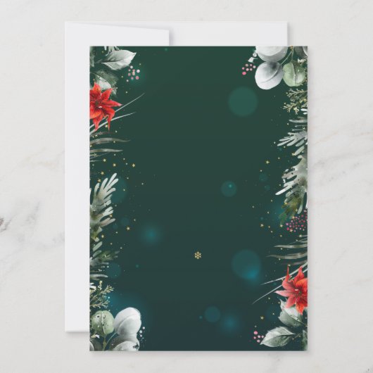 ウィンターフラワーポインセティシアグリーン70誕生日 招待状 (裏面)