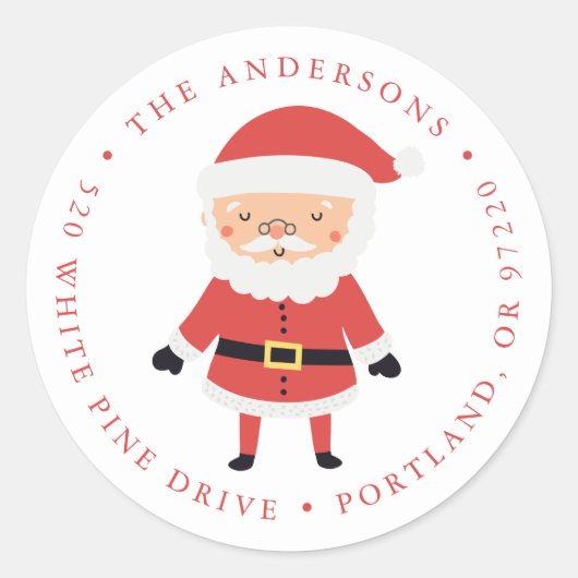 ウィンターフレンズサンタクロースホリデイ差出人住所 ラウンドシール (正面)