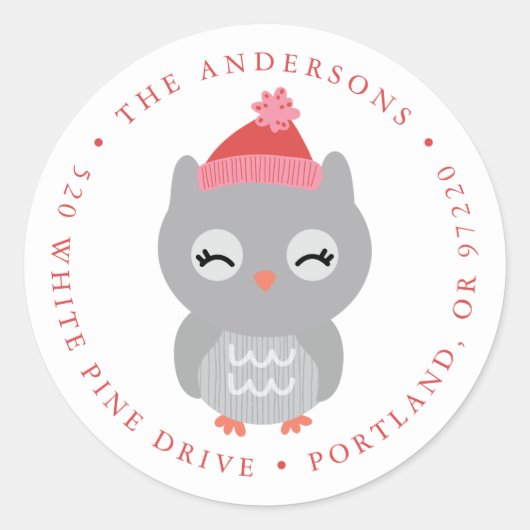 ウィンターフレンズフクロムホリデイ差出人住所 ラウンドシール (正面)