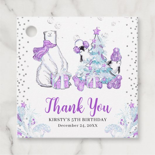 ウィンターフレンズポーラーベア&ペンギン誕生日 フェイバータグ (正面)