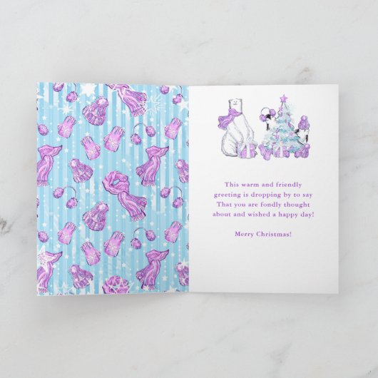 ウィンターフレンズPolar Bearとペンギンのクリスマス シーズンカード (内部)