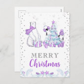 ウィンターフレンズPolar Bearとペンギンのクリスマス シーズンポストカード (正面/裏面)