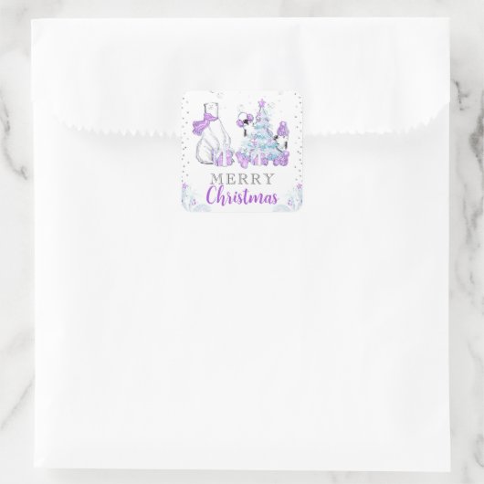 ウィンターフレンズPolar Bear & Penguinsクリスマス スクエアシール (バッグ)