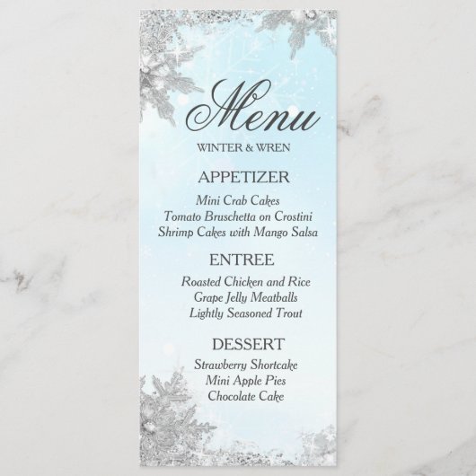 ウィンターフロステッドスノーフレークメニュー メニュー (正面)