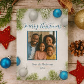 ウィンターフロストエレガンスブルー&シルバーオーナメント シーズンカード