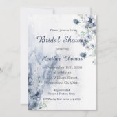 ウィンターフローラブルー&スライバーブライダルシャワー 招待状 (正面)