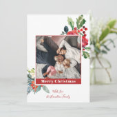 ウィンターフローラレッドベリーパインホリデイカード 招待状 (スタンド正面)