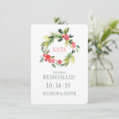 ウィンターフローラ水彩リースブライデスメイド 招待状 (スタンド正面)
