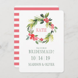 ウィンターフローラ水彩リースブライデスメイド 招待状