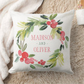 ウィンターフローラ水彩リース|結婚’s クッション (ブランケット)