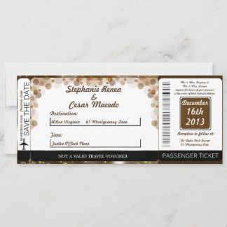 ウィンターブラウンスターボーディングパス結婚式招待状 招待状