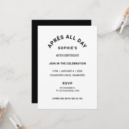 ウィンターブラックエイプリルスオールデイ40thバースデースキーテーマ 招待状