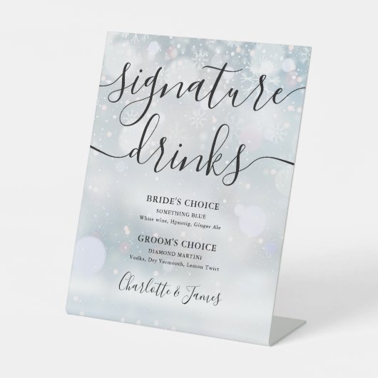 ウィンターブラック結婚スクリプトのシグネチャードリンク 台座サイン (正面)