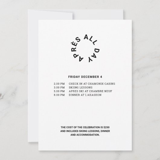 ウィンターブラック4月全日40歳パーティー 招待状 (裏面)