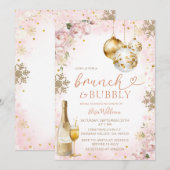 ウィンターブランチとバブルシャンパン ブライダルシャワー 招待状 (正面/裏面)