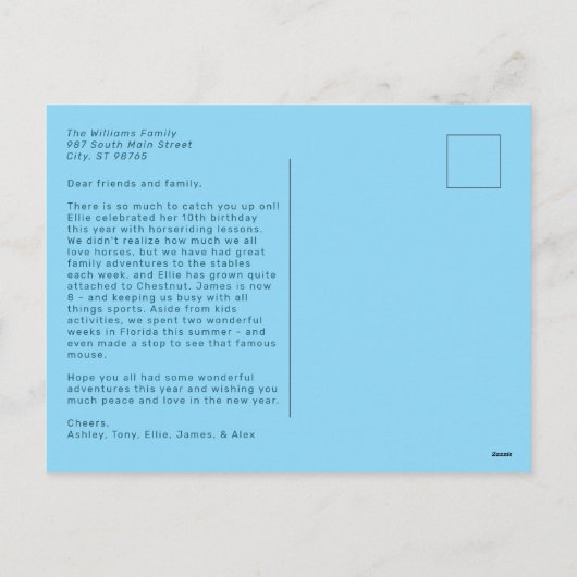 ウィンターブランチとバーリーズの写真ホリデーポストカード シーズンポストカード (裏面)