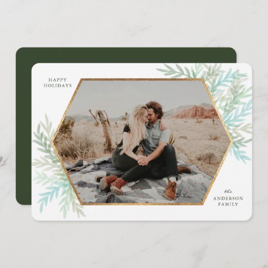 ウィンターブランチモダンズホリデーフォトカード 招待状 (正面/裏面)