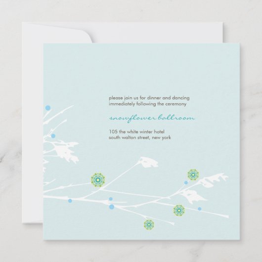 ウィンターブランチ雪フラワー結婚式招待状 招待状 (裏面)