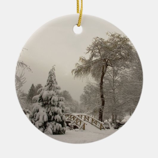 ウィンターブリッジオーナメント雪の木飾り セラミックオーナメント (正面)