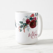 ウィンターブルゴーニュバラフローラパインブランチモノグラム コーヒーマグカップ (正面右)