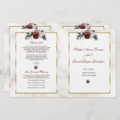 ウィンターブルゴーニュフローラパイン金ゴールド結婚式 プログラム (正面/裏面)