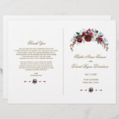 ウィンターブルゴーニュフローラパイン金ゴールド結婚式 プログラム (正面/裏面)