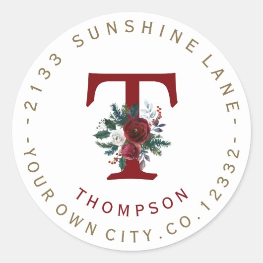 ウィンターブルゴーニュフローラモノグラム住所 シール (正面)