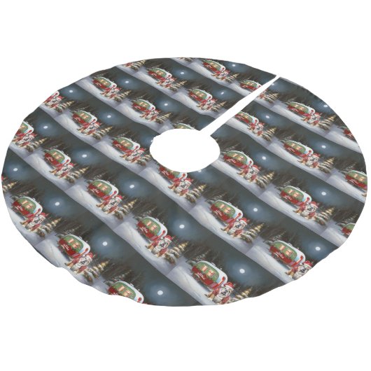 ウィンターブルドッグキャラバンクリスマスアドベンチャー ブラッシュドポリエステルツリースカート (アングル)