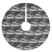 ウィンターブルドッグキャラバンクリスマスアドベンチャー ブラッシュドポリエステルツリースカート (正面)