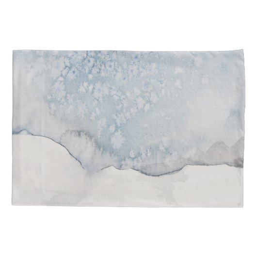 ウィンターブルーとホワイトスノーフレークデザイン 枕カバー (裏面)