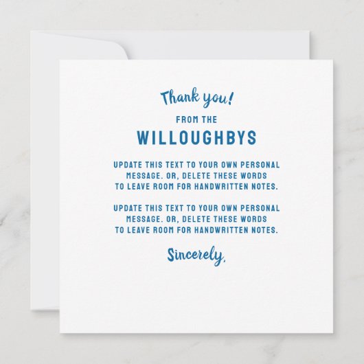 ウィンターブルーとホワイトホリデークリスマス結婚ズ サンキューカード (裏面)