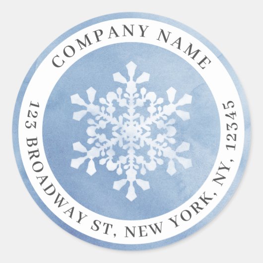ウィンターブルーのスノーフレーク・カンパニー差出人住所 ラウンドシール (正面)